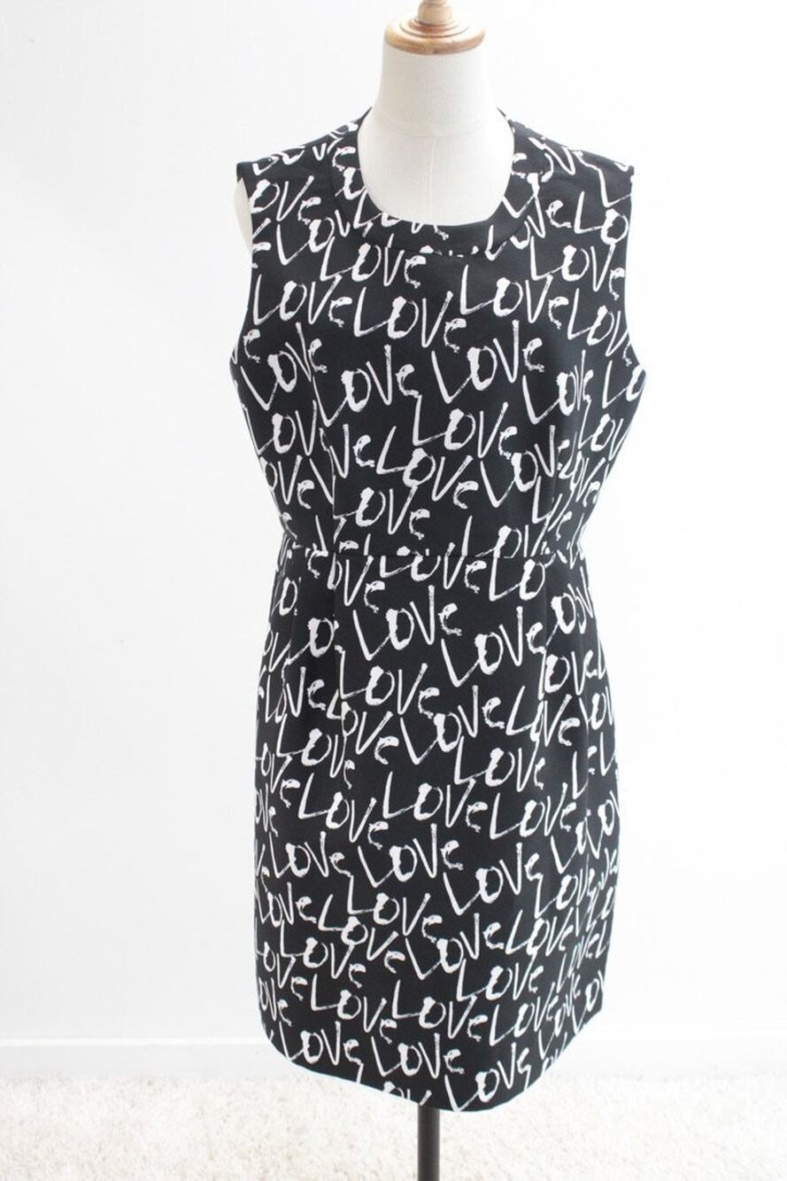Kate Spade Mindy Love Script Print Sheath Dress size 12 Graffiti Graphic Black